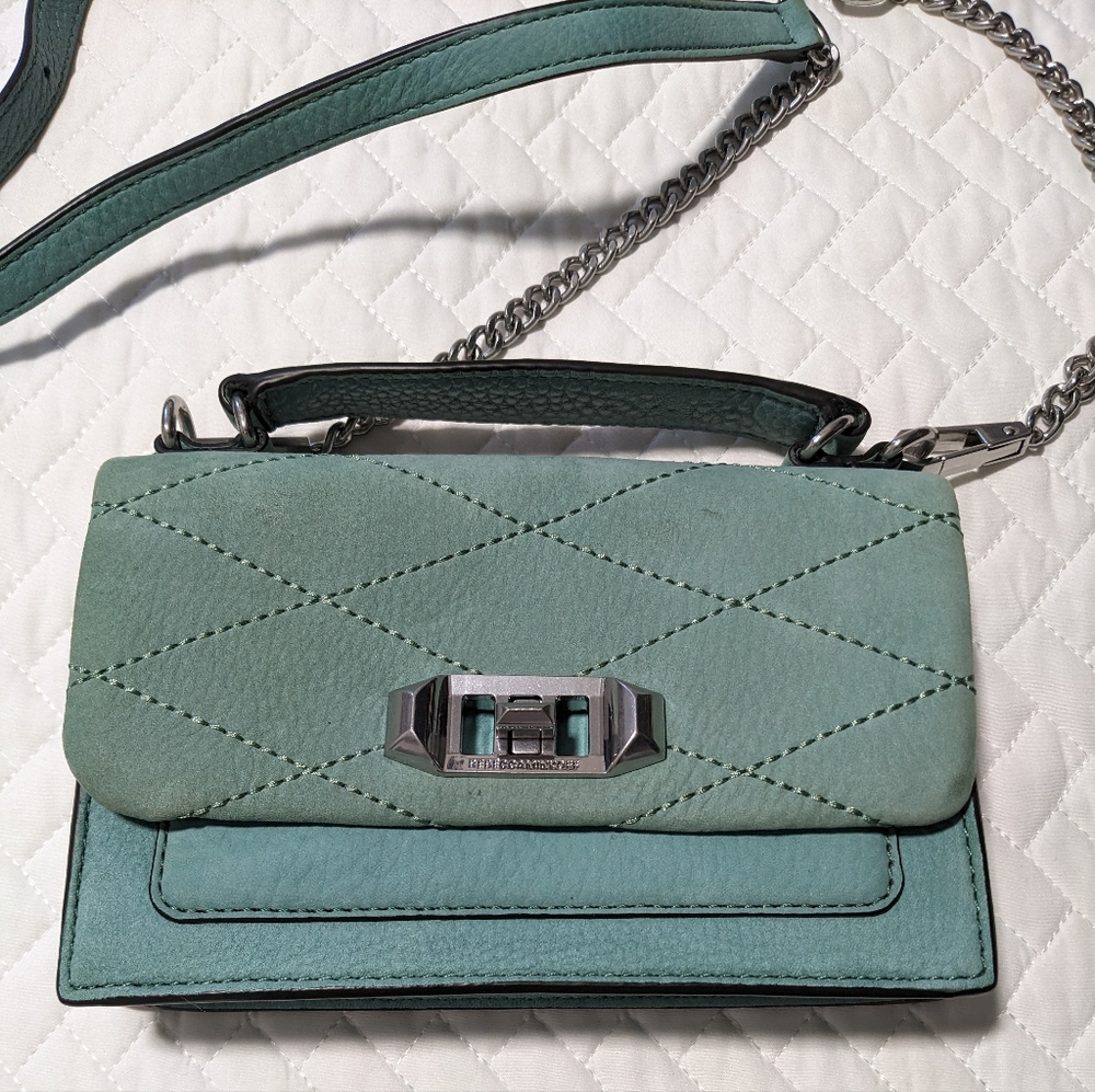 Rebecca Minkoff Je T'aime Dusty Green Quilted Flap Crossbody Bag